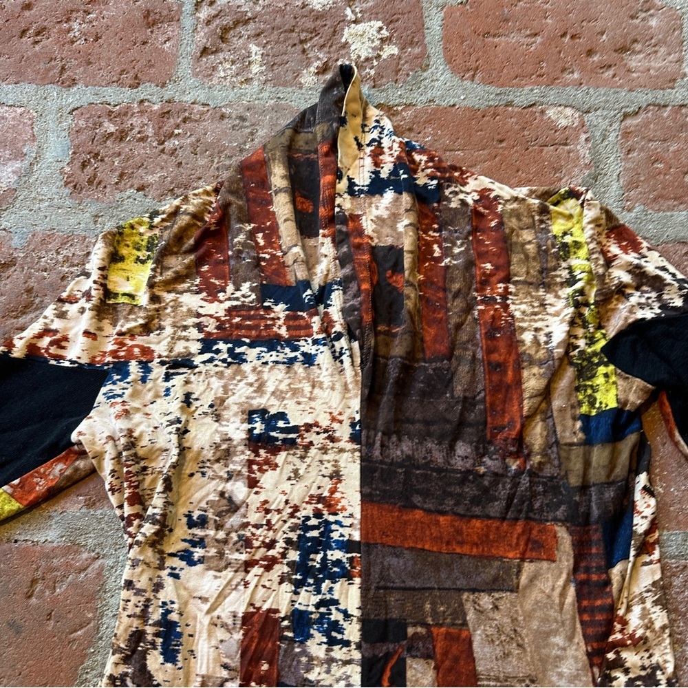 Gary Graham Small Batch Abstract Print Long Sleeve Silk Top - Picture 2 of 12